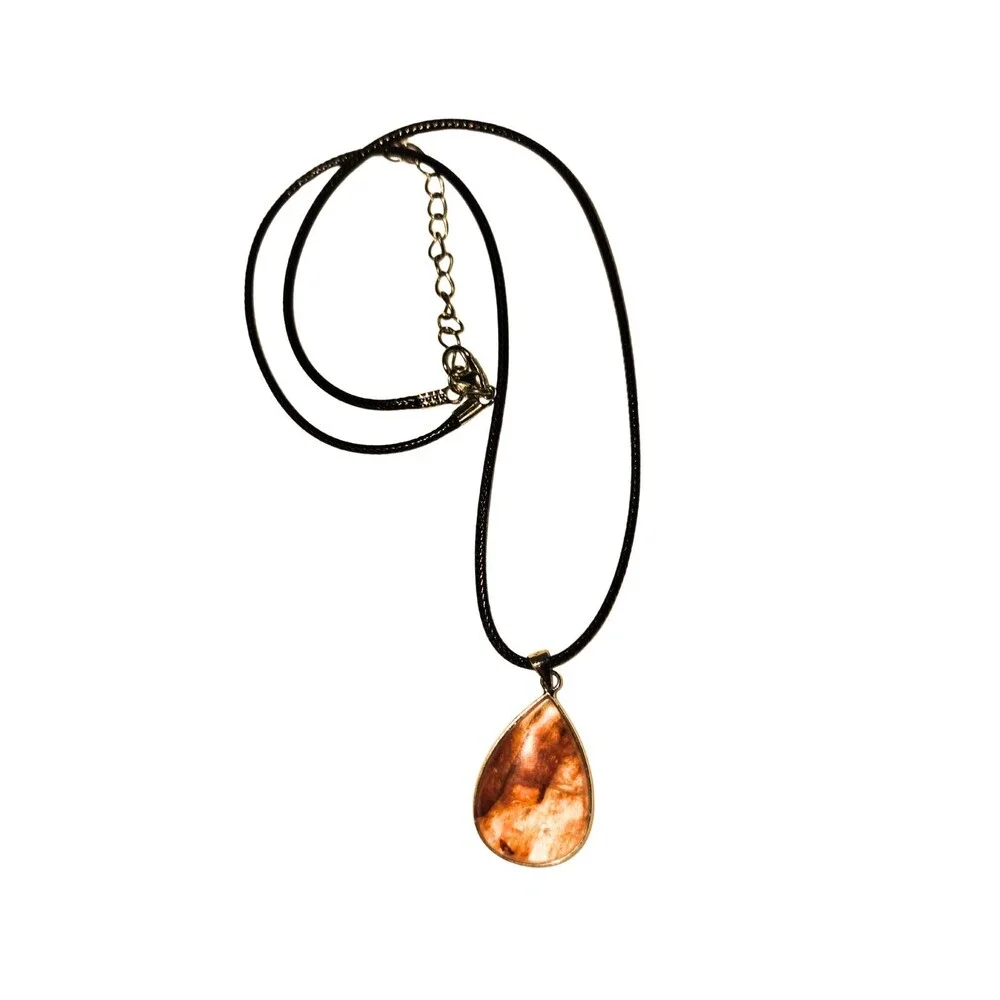 Fashion Jewelry Necklace & Bracelet Set Teardrop Pendant Beaded Stretch Bracelet